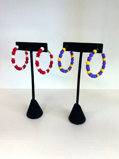 Color Block Beaded Hoop Earrings