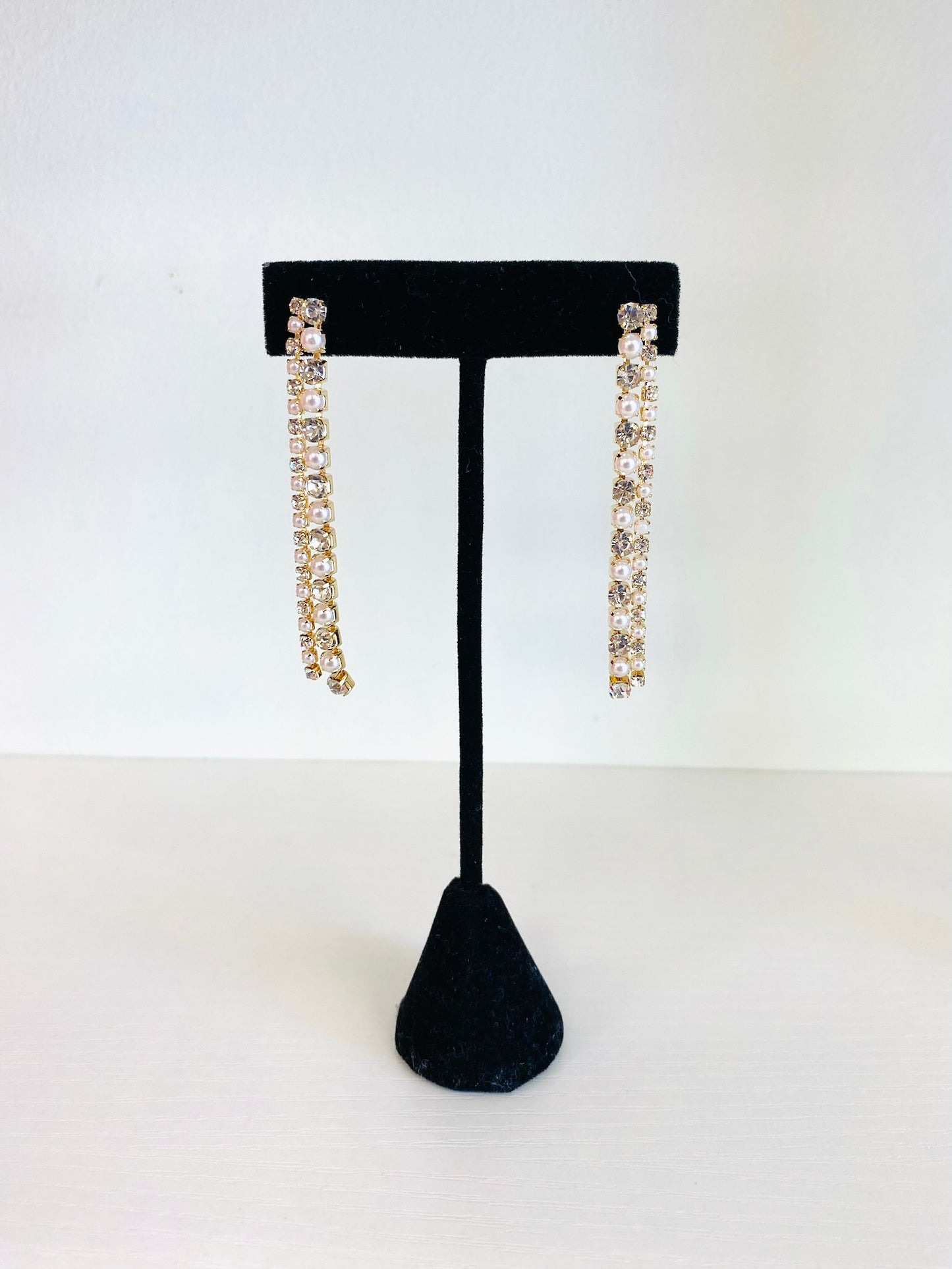 Rhinestone Pearl Drop Earrings