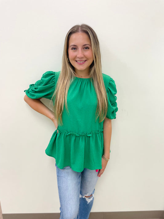 Green Ruffle Babydoll Top