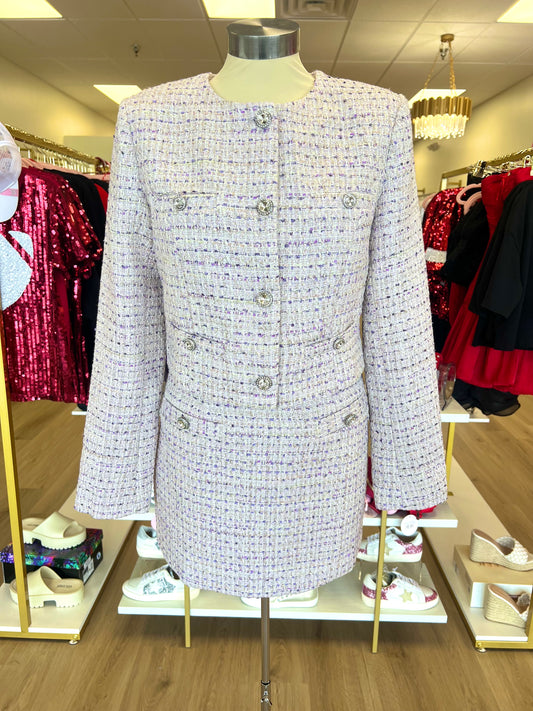 Lilac Multi Tweed Suit Skirt