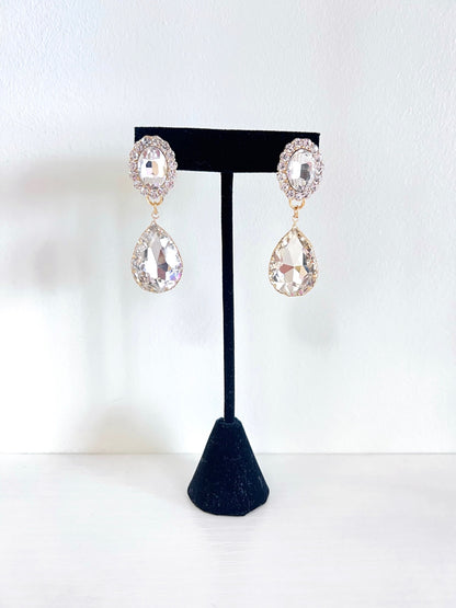 Crystal Pair Shape Drop Earrings