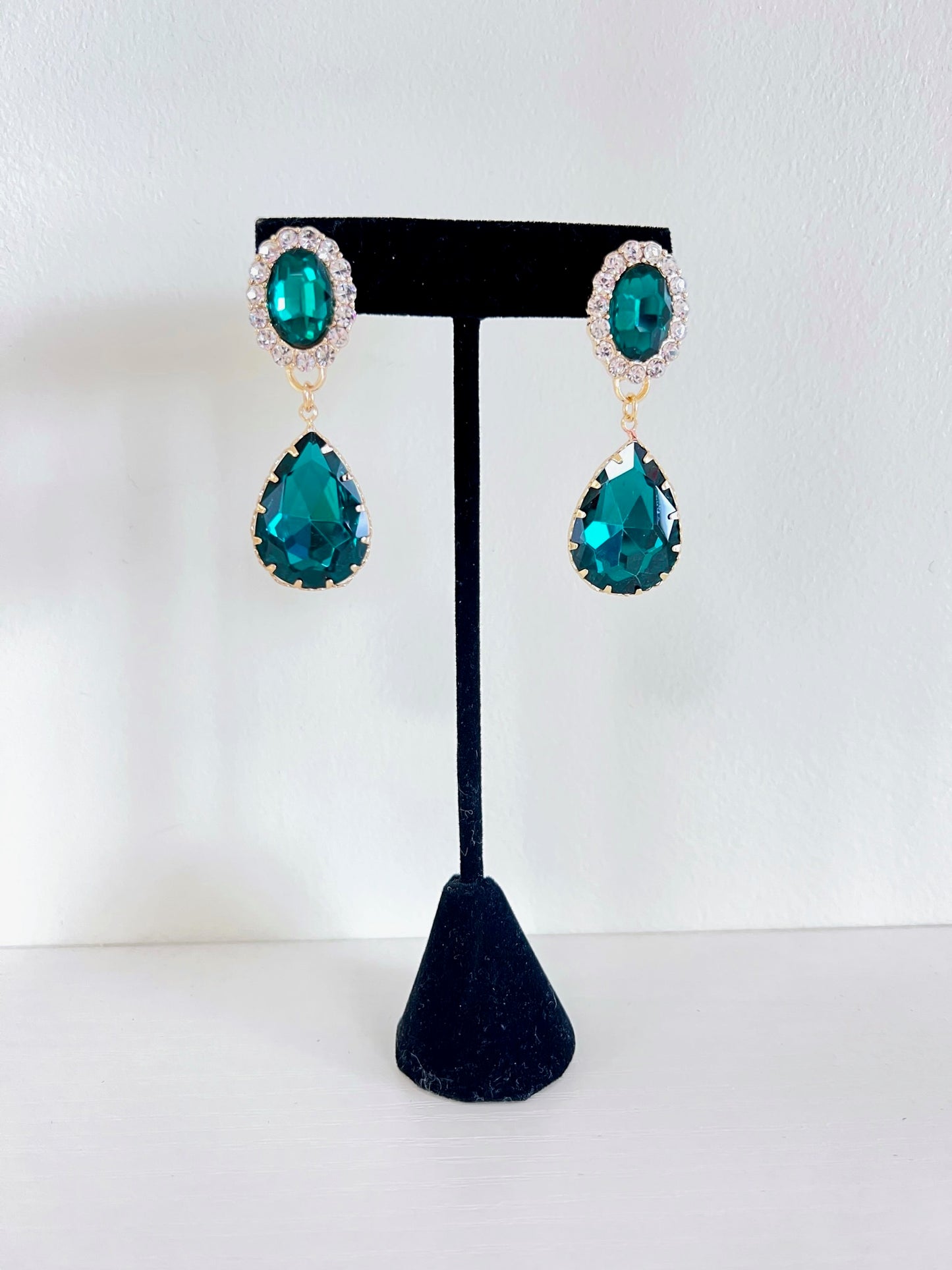 Crystal Pair Shape Drop Earrings