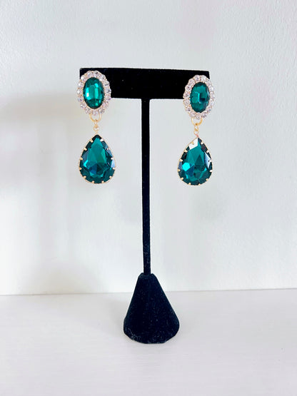 Crystal Pair Shape Drop Earrings