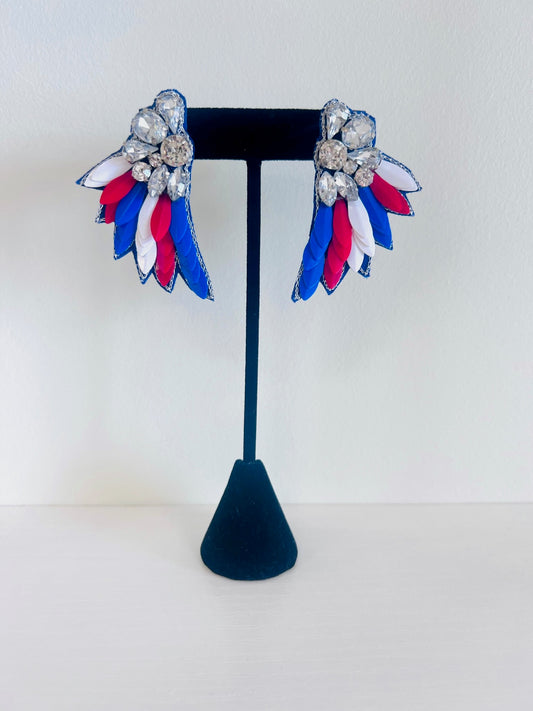 Red White Blue Wing Earrings