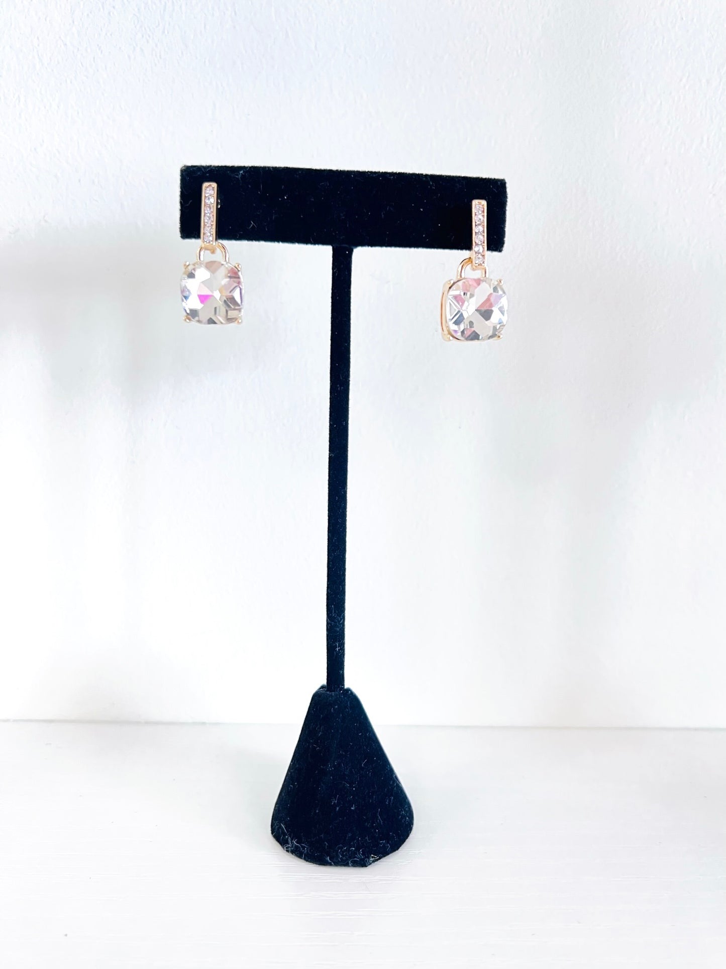 Square Crystal Drop Earrings