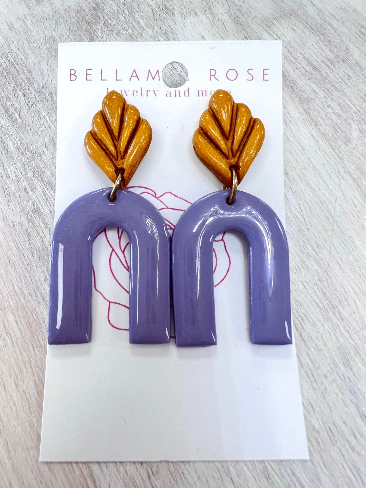 Purple and Gold Big Arch Earrings