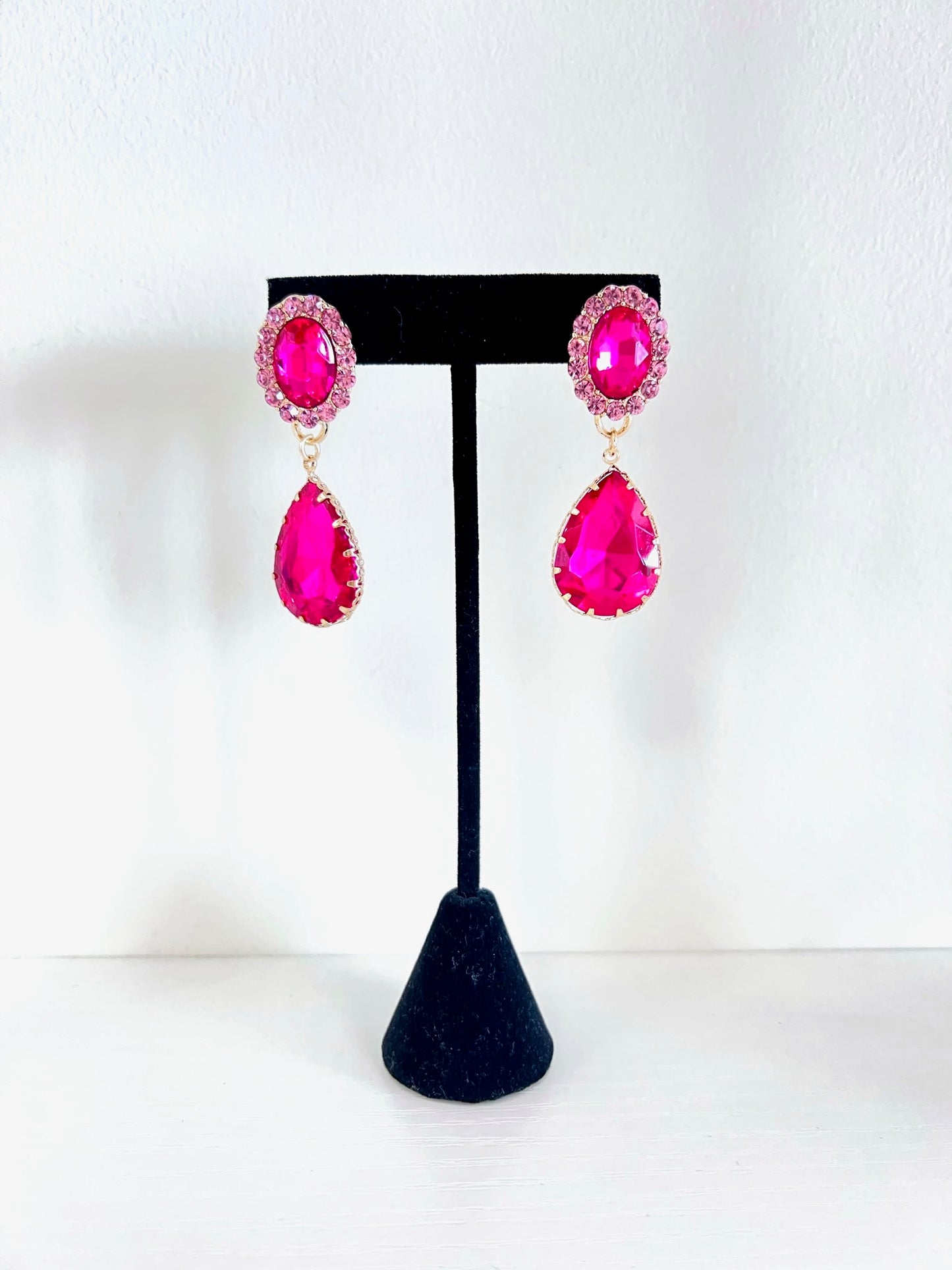 Crystal Pair Shape Drop Earrings