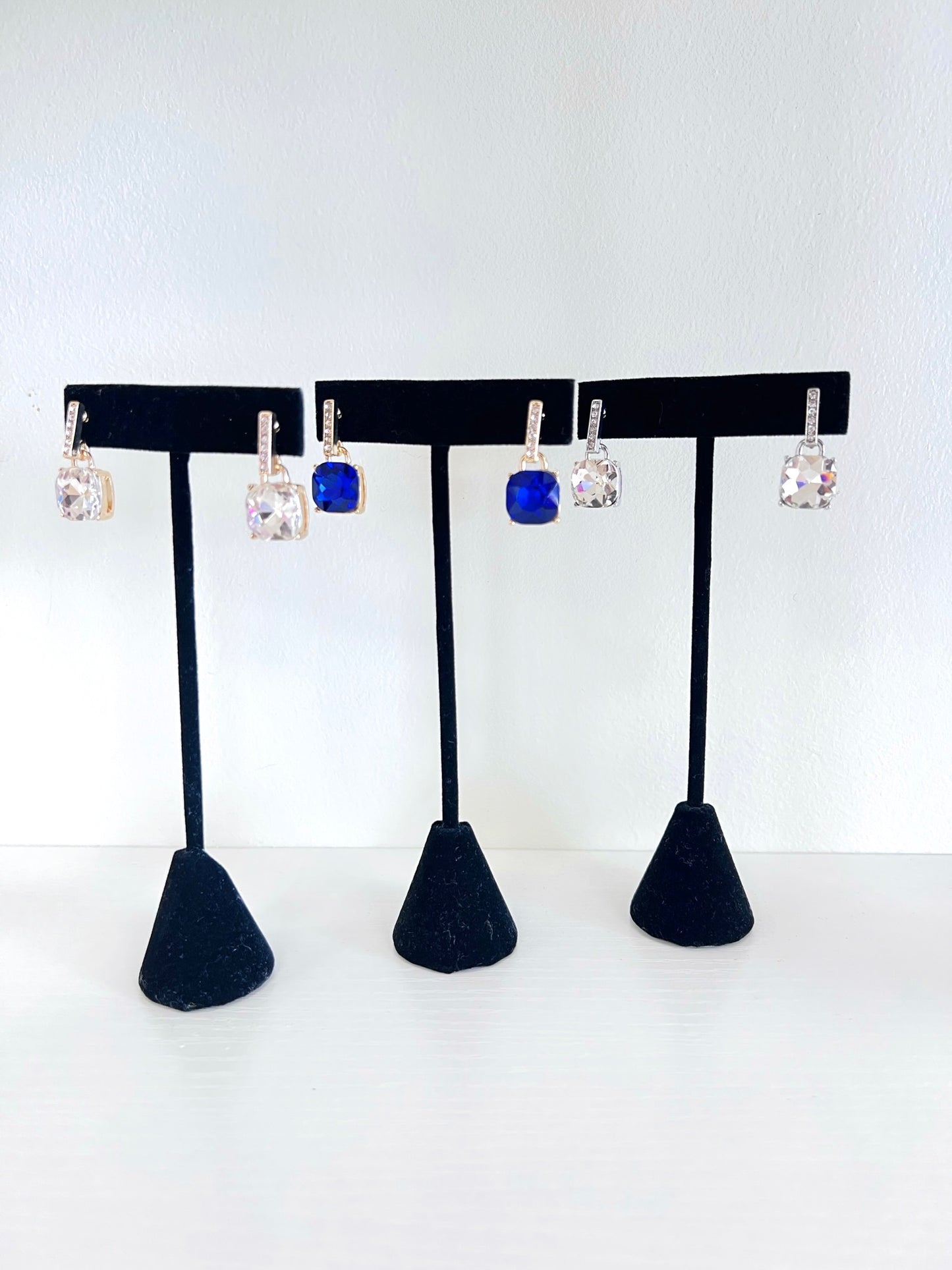 Square Crystal Drop Earrings