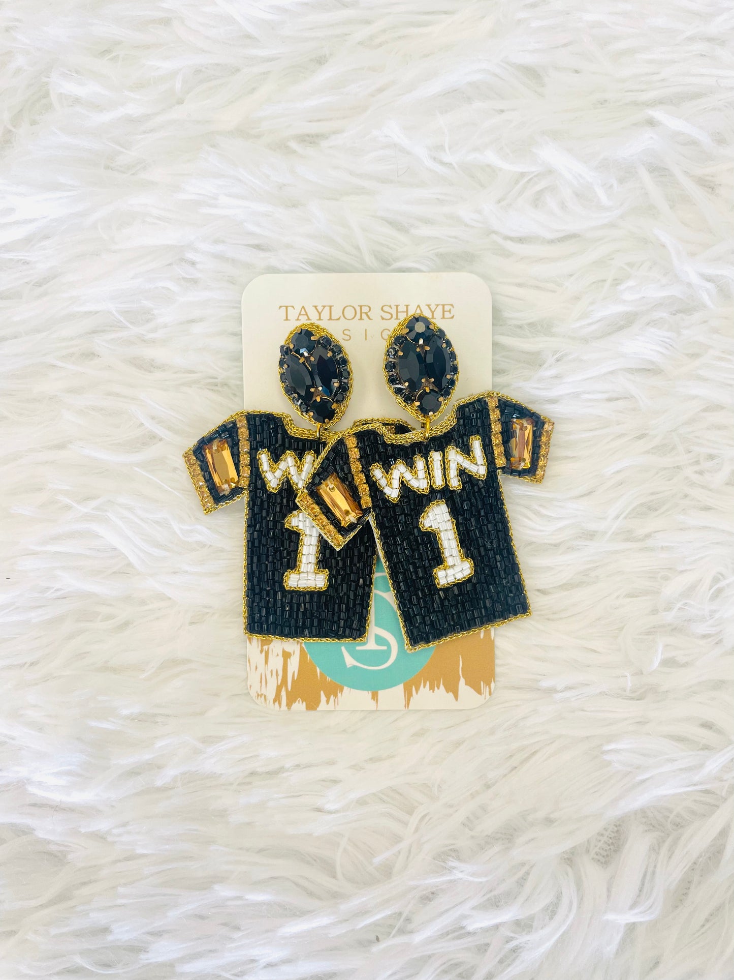 TS Black Gold Jersey Earrings