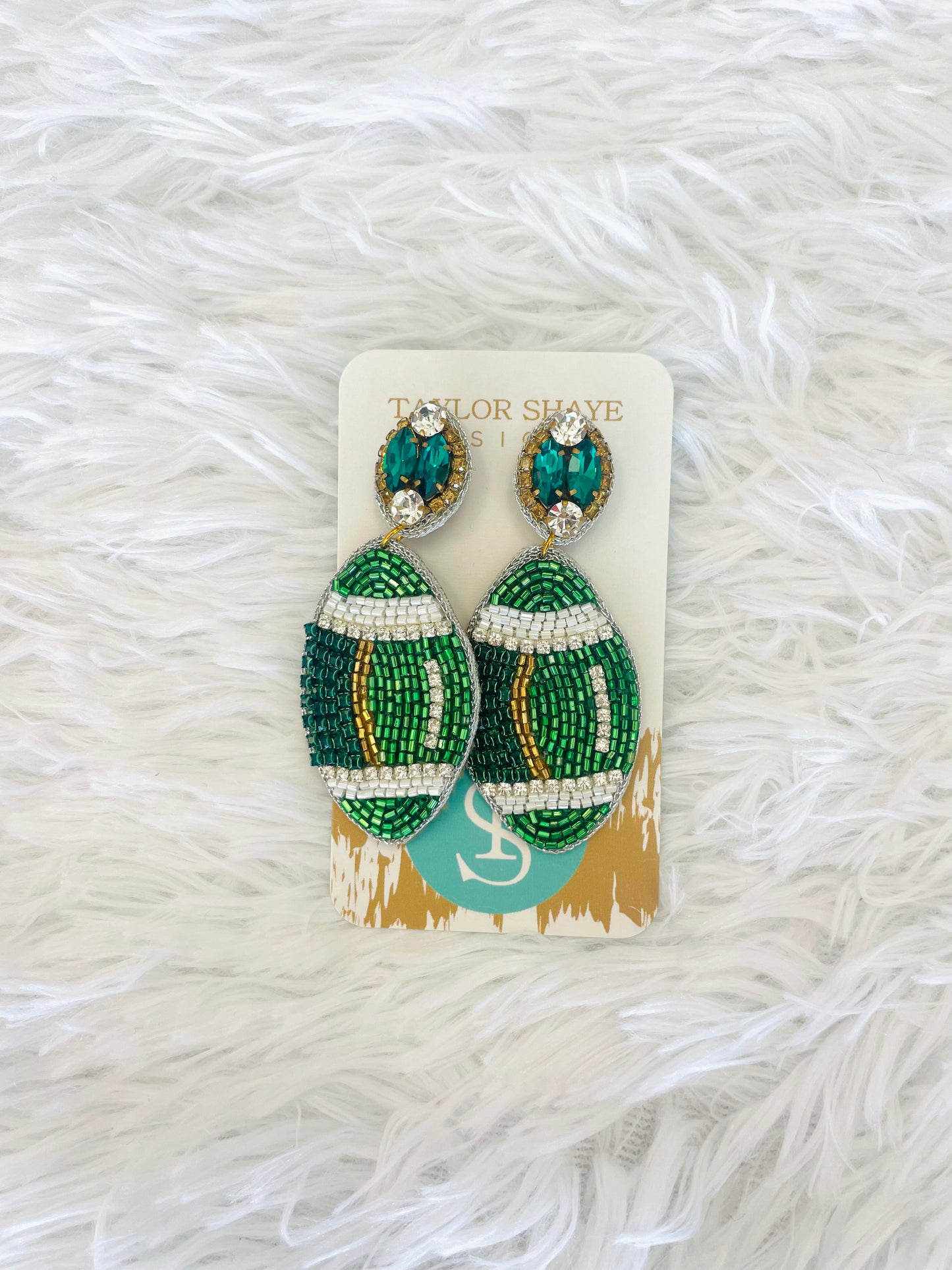 TS Green Football Earrings