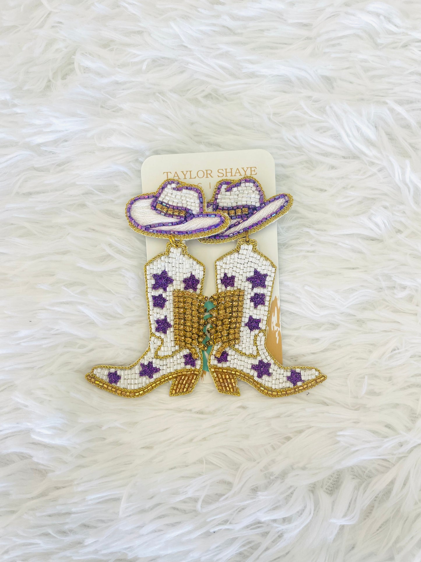 TS Purple Gold Boot Earrings